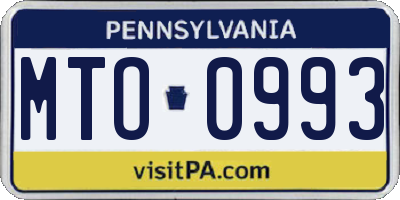 PA license plate MTO0993