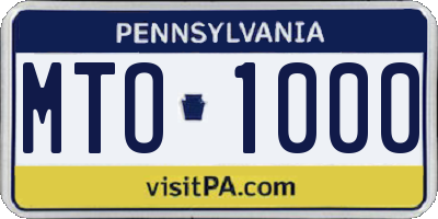 PA license plate MTO1000