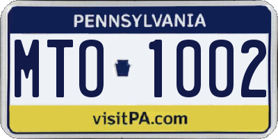 PA license plate MTO1002