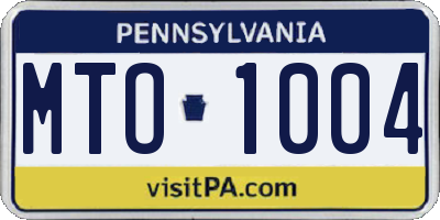 PA license plate MTO1004
