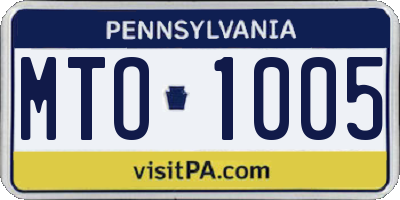 PA license plate MTO1005