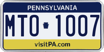 PA license plate MTO1007