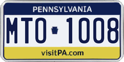 PA license plate MTO1008