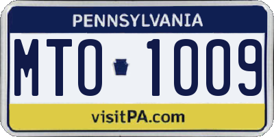 PA license plate MTO1009