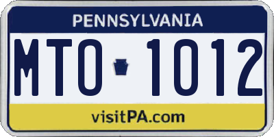 PA license plate MTO1012
