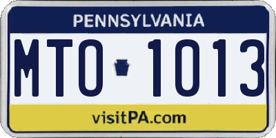 PA license plate MTO1013