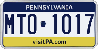 PA license plate MTO1017
