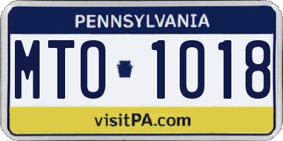 PA license plate MTO1018