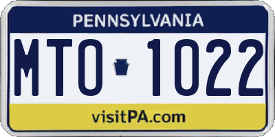 PA license plate MTO1022