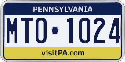 PA license plate MTO1024
