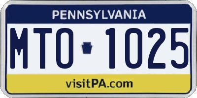 PA license plate MTO1025