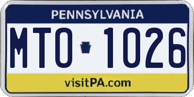 PA license plate MTO1026