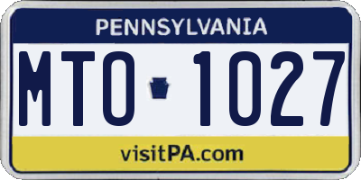 PA license plate MTO1027