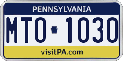 PA license plate MTO1030