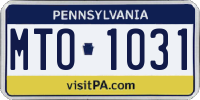 PA license plate MTO1031
