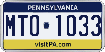 PA license plate MTO1033