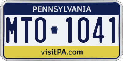PA license plate MTO1041