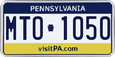PA license plate MTO1050