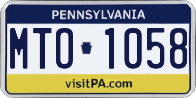 PA license plate MTO1058