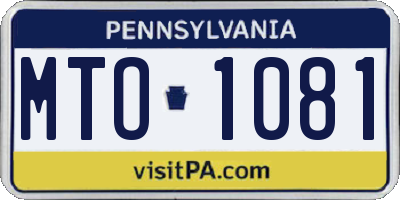 PA license plate MTO1081