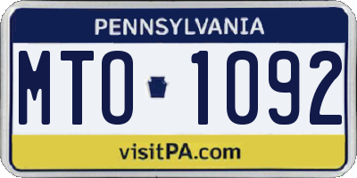 PA license plate MTO1092