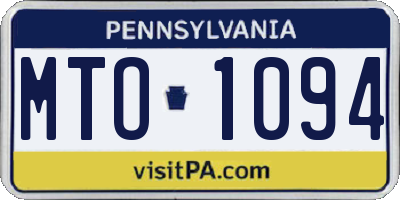PA license plate MTO1094