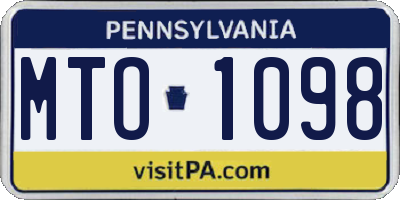 PA license plate MTO1098