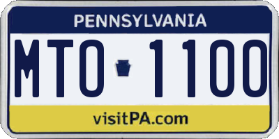 PA license plate MTO1100