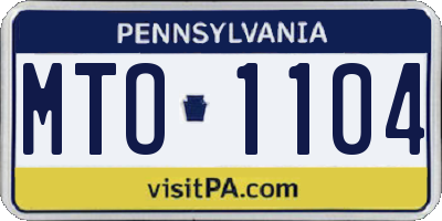 PA license plate MTO1104