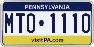PA license plate MTO1110