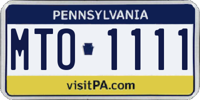PA license plate MTO1111