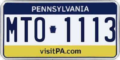 PA license plate MTO1113