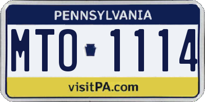 PA license plate MTO1114