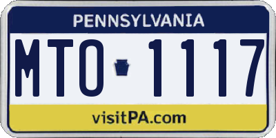 PA license plate MTO1117