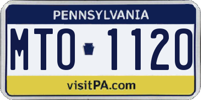 PA license plate MTO1120