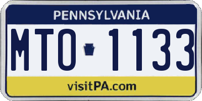 PA license plate MTO1133