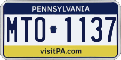 PA license plate MTO1137