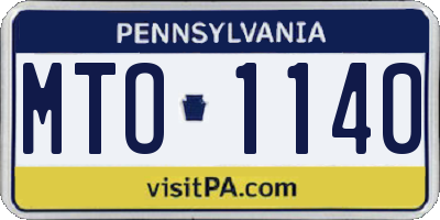 PA license plate MTO1140