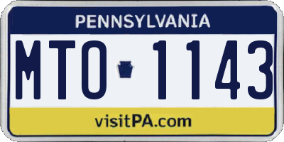 PA license plate MTO1143