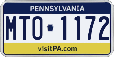 PA license plate MTO1172