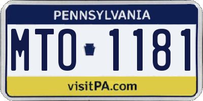 PA license plate MTO1181