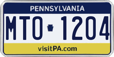 PA license plate MTO1204