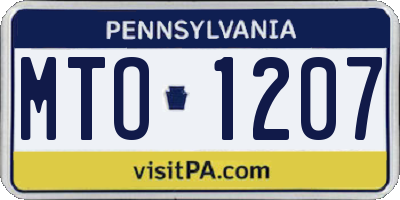PA license plate MTO1207