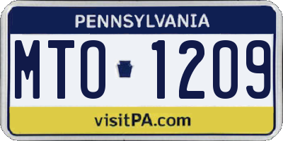 PA license plate MTO1209