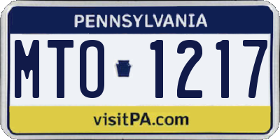 PA license plate MTO1217