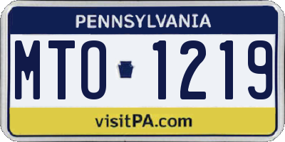 PA license plate MTO1219