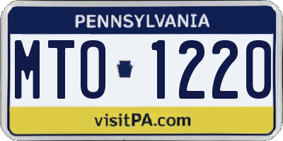 PA license plate MTO1220