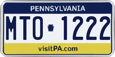 PA license plate MTO1222