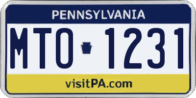 PA license plate MTO1231