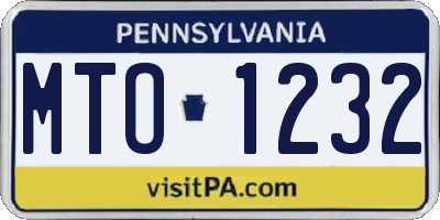 PA license plate MTO1232